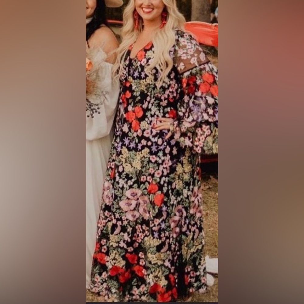 Buddy Love Black Floral Maxi Dress with Red & Pink Accents